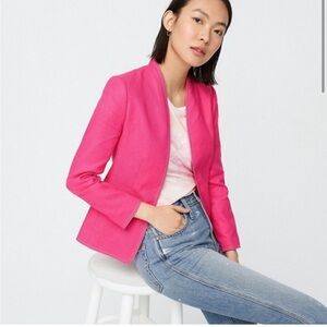 J. Crew going out blazer in stretch linen, Hot Pink, Size 0 NWT